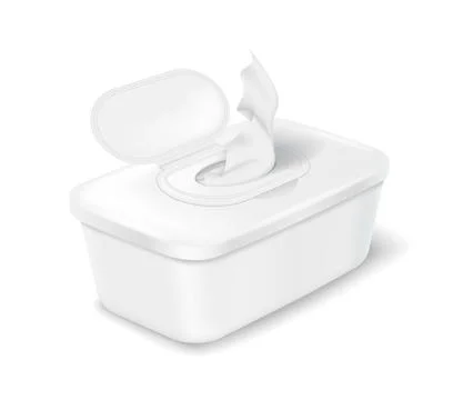 Plastic Container with Open Lid and Tissue Stock Illustration