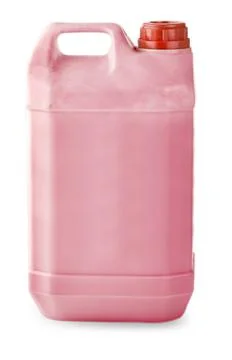 The plastic container with red cap on white Stock Photos