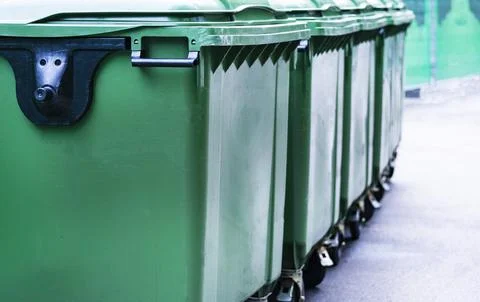 Plastic containers, tanks. Sorting of garbage. waste recycling. Public tras.. Stock Photos