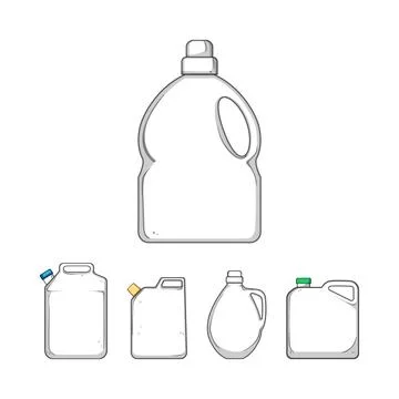 Plastic containers various shapes for liquid products packaging Illustration