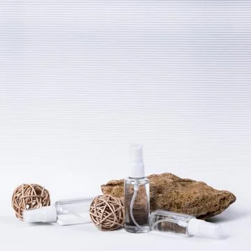 Plastic containers without labels for brand advertising on a white background. Stock Photos