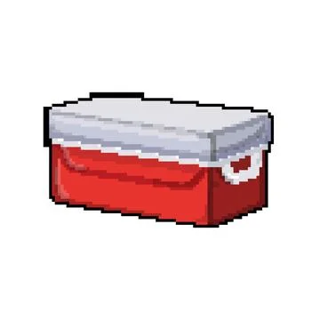 Plastic cooler box pixel art vector illustration Stock Illustration