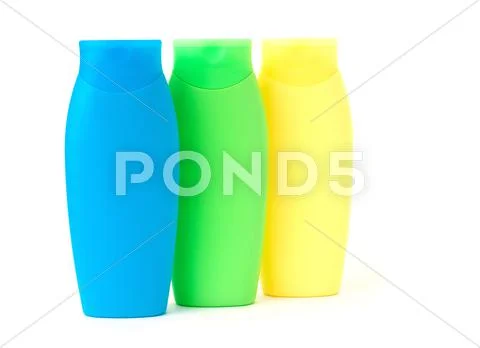 Plastic cosmetic bottles Stock Photos