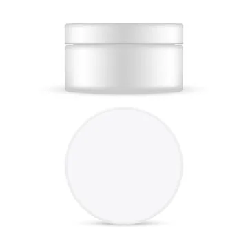 Plastic Cosmetic Jar with Circle Cap, Isolated on White Background Stock Illustration