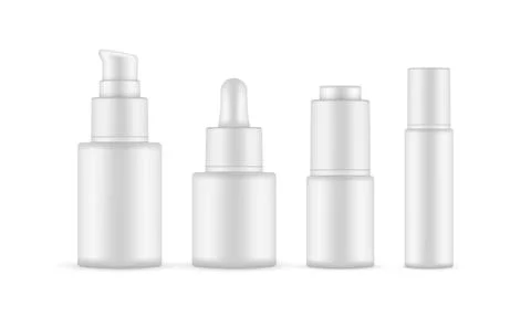 Plastic Cosmetic Packaging Bottles Set, Isolated on White Background Stock Illustration