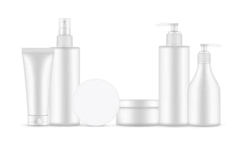 Plastic Cosmetic Packaging Containers Mockups Stock Illustration