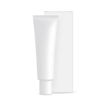 Plastic Cosmetic Tube and Rectangular Paper Box Stock Illustration