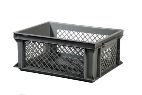 Plastic crate grey  Foto stock