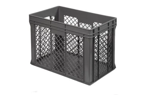 Plastic crate grey  Stock Photos