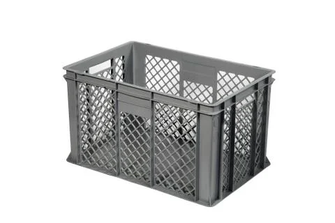 Plastic crate grey  Foto stock