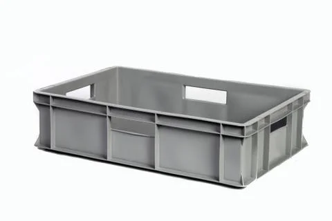 Plastic crate grey Stock Photos