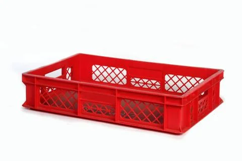 Plastic crate red Stock Photos