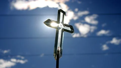 Plastic Cross at Roadside Memorial. Stock Photos