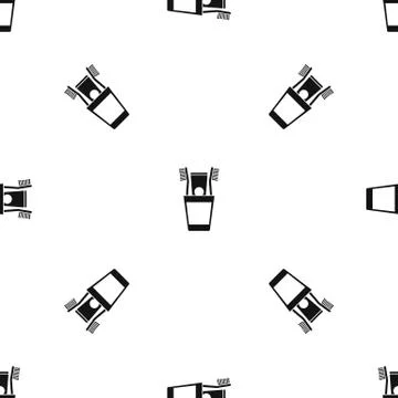 Plastic cup with brushes pattern seamless black イラスト素材