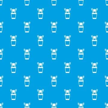 Plastic cup with brushes pattern seamless blue Stock Illustration