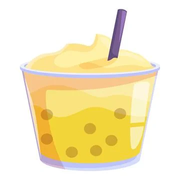 Plastic cup of bubble tea with tapioca pearls and whipped cream being prepared Stock Illustration