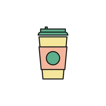 Plastic cup of coffee colored outline icon. Element of food icon for mobile Stock Illustration