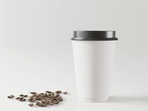 Plastic cup for coffee on a white background, 3d style. Stock Photos