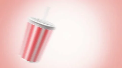 A plastic cup. Cola. Fast food. Red background. Stock Footage 227205675