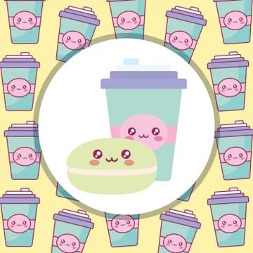 Plastic cup container and candy kawaii characters Stock Illustration