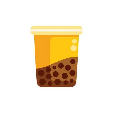 Plastic cup containing boba tea with tapioca pearls Stock Illustration