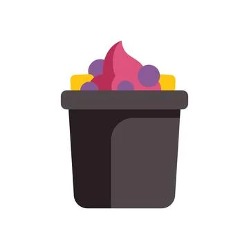 Plastic cup containing delicious acai bowl topped with fruits Stock Illustration