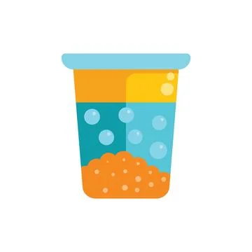 Plastic cup containing orange boba tea and tapioca pearls Stock Illustration