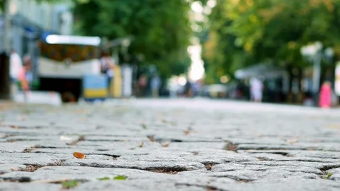 Plastic cup falls down on the city street in slow motion, plastic pollution Stock Footage 113268699