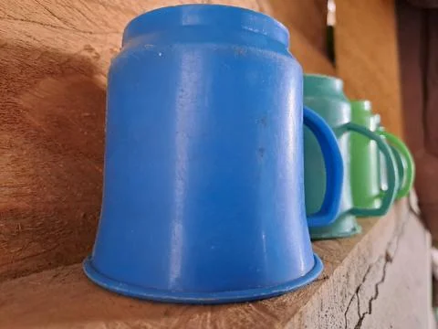 Plastic cup with handle Stock Photos