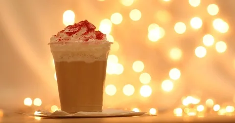 Plastic cup with hot delicious drink takeaway Stock Footage 81704161