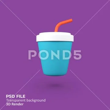 Plastic cup isolated 3d render icon illustration Modello PSD