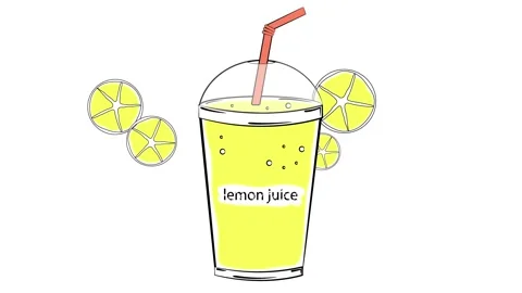 Plastic cup with lemon juice. Animation on a white background. Stock Footage 156287669