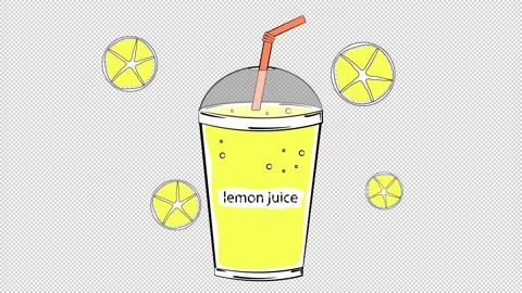 Plastic cup with lemon juice. Animation on a empty background. Stock Footage 156287682