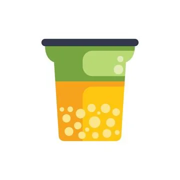 Plastic cup with lid containing orange bubble tea beverage Stock Illustration
