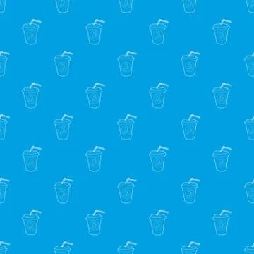 Plastic cup of limonade pattern vector seamless blue Stock Illustration