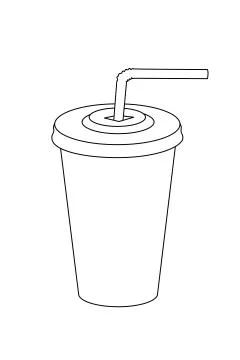 Plastic cup line drawing. Vector illustration. Stock Illustration