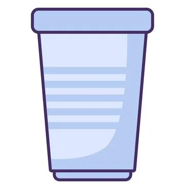 Plastic Cup Outline Stroke Container Stock Illustration