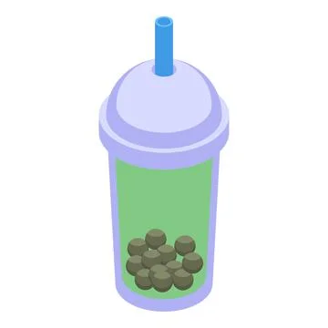 Plastic cup showing delicious bubble tea with tapioca pearls イラスト素材