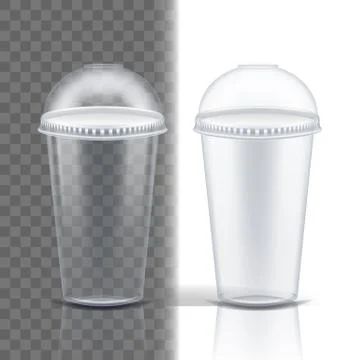 Plastic Cup . Single Clear. Drink Mug. Disposable Tableware Clear Empty Stock Illustration