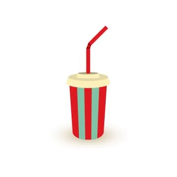 Plastic cup of soda with straw. Stock Illustration