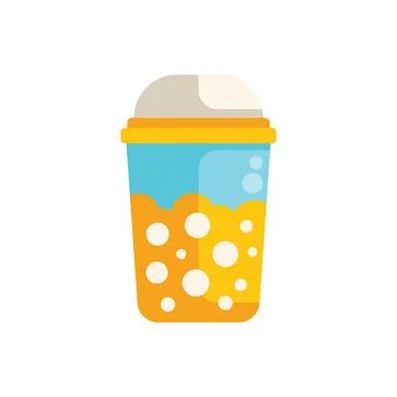 Plastic cup with soft drink and whipped cream on white background Stock Illustration