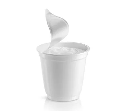 Plastic cup with sour cream 3D render Stock Illustration