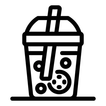 Plastic cup with straw and tapioca pearls showing bubble tea concept Illustrazione stock
