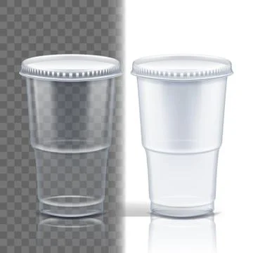 Plastic Cup Transparent Vector. Empty Disposable. Drink Mug. Disposable Stock Illustration