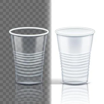 Plastic Cup Transparent Vector. Mockup Coffee. Drink Mug. Disposable Tableware Stock Illustration