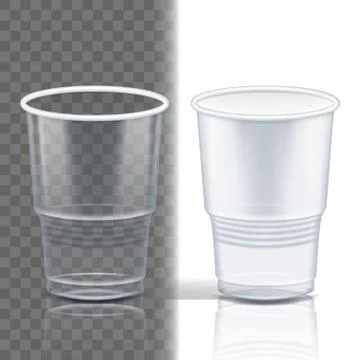 Plastic Cup Transparent Vector. Product Packing. Drink Mug. Disposable Tableware Stock Illustration