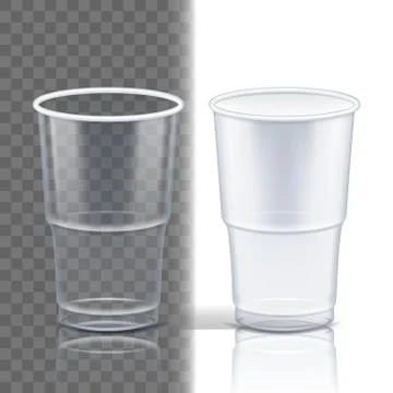 Plastic Cup Transparent Vector. Template Container. Drink Mug. Disposable 스톡 일러스트