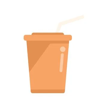Plastic cup trash icon flat vector. Recycle waste 库存插图