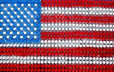 Plastic cups in american flag design Stock Photos