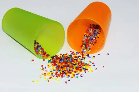 Plastic cups with regrind plastic cups with polymer Stock Photos